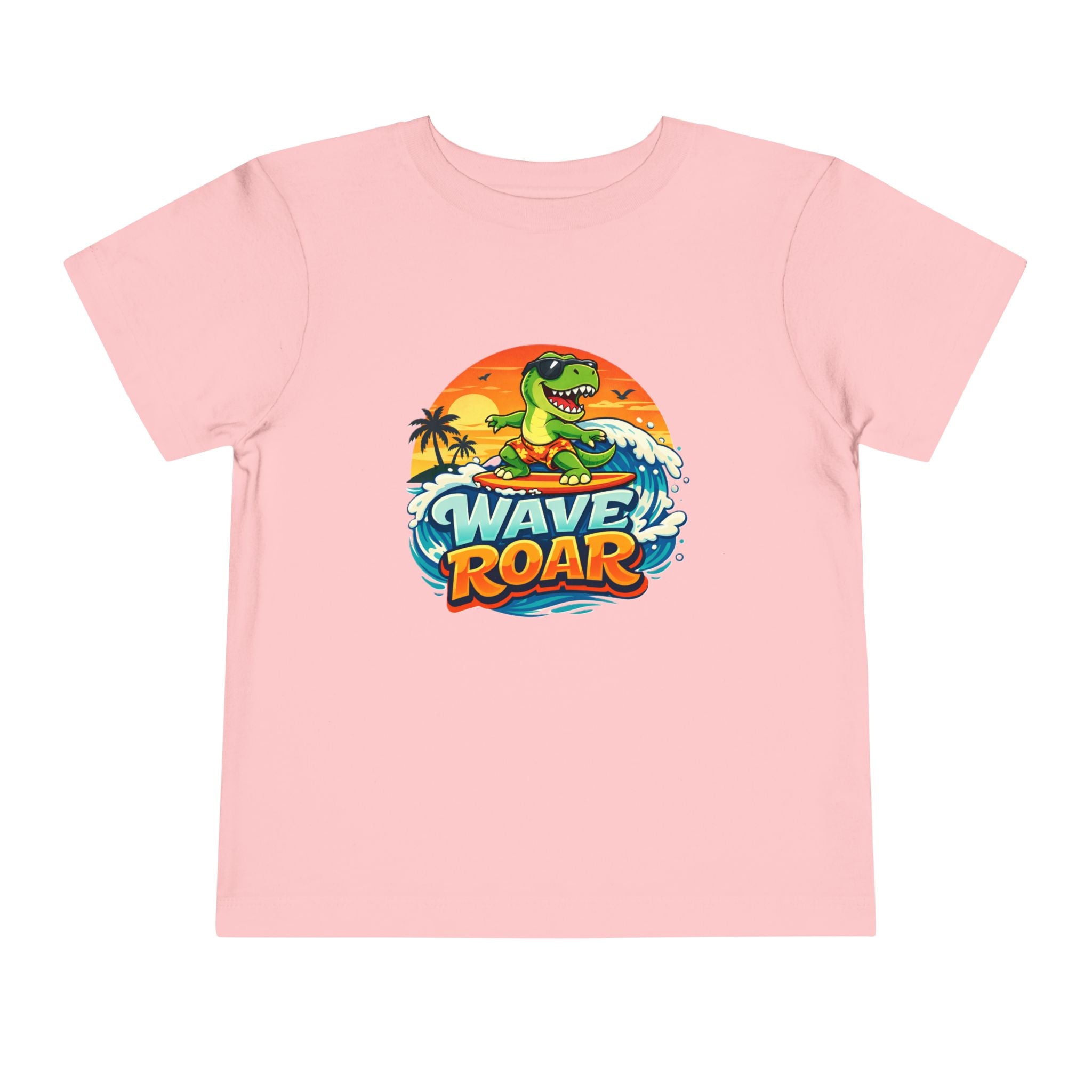 Wave Roar Toddler Tee Dino Surf Beach Graphic Shirt