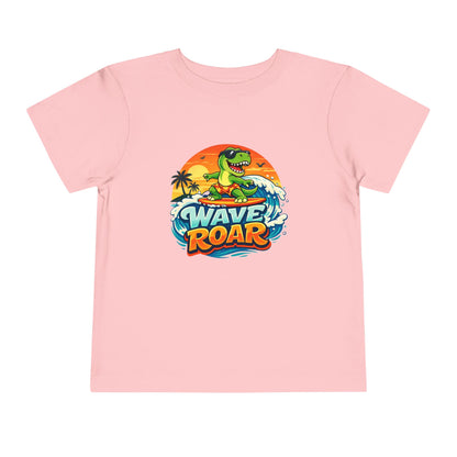 Wave Roar Toddler Tee Dino Surf Beach Graphic Shirt