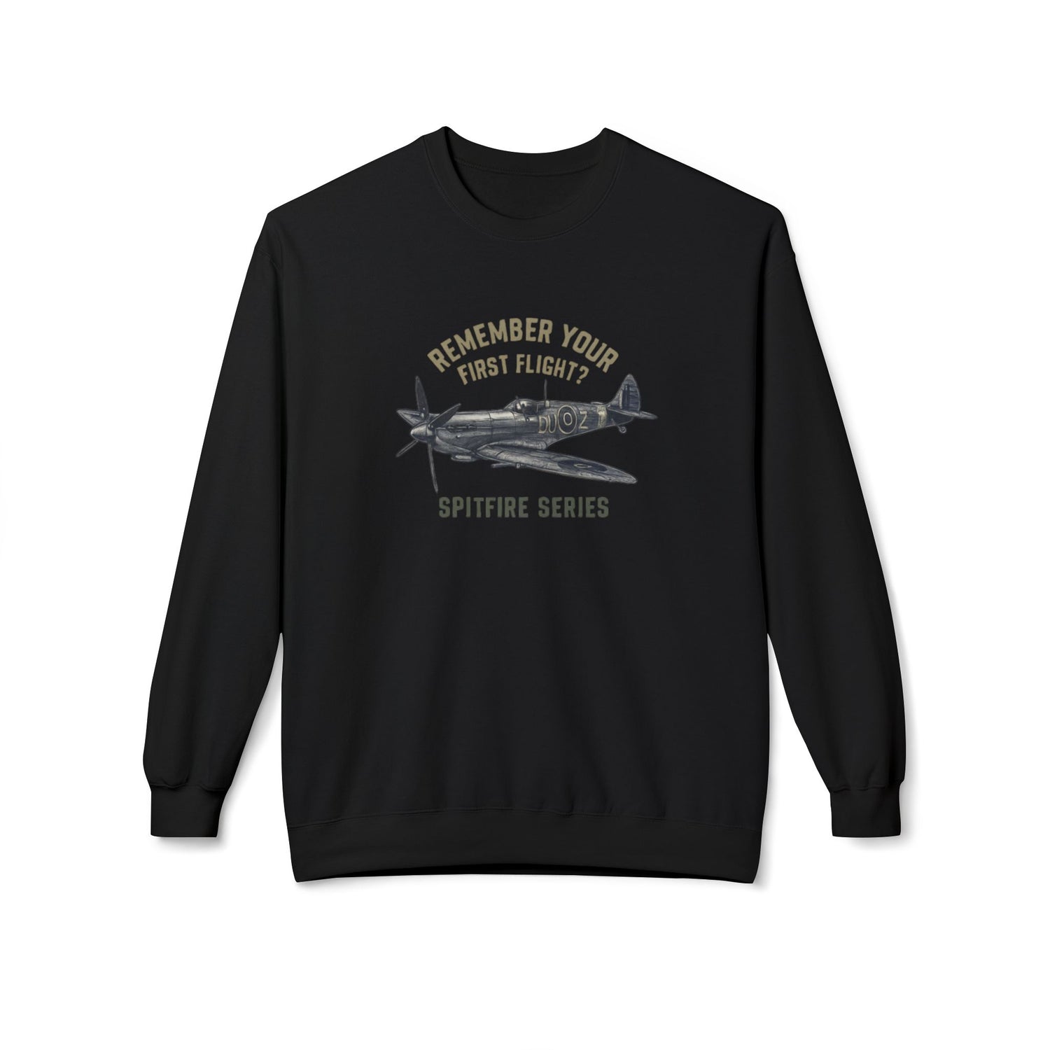 Spitfire Series Sweatshirt – "Remember Your First Flight" Vintage Plane Crewneck US