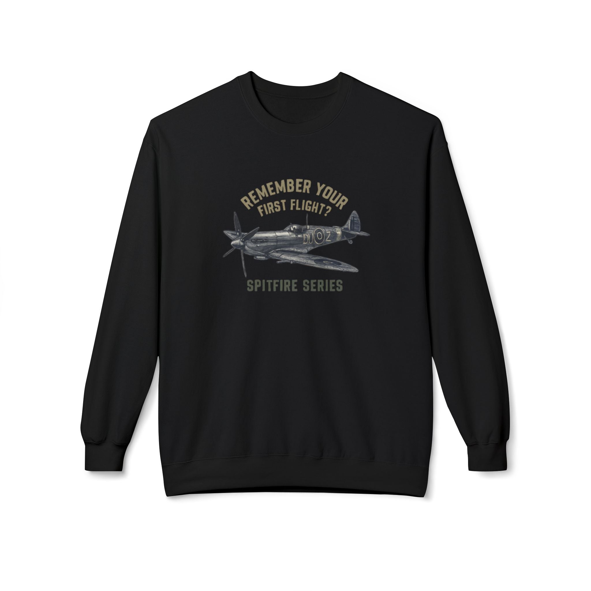 Spitfire Series Sweatshirt – "Remember Your First Flight" Vintage Plane Crewneck US