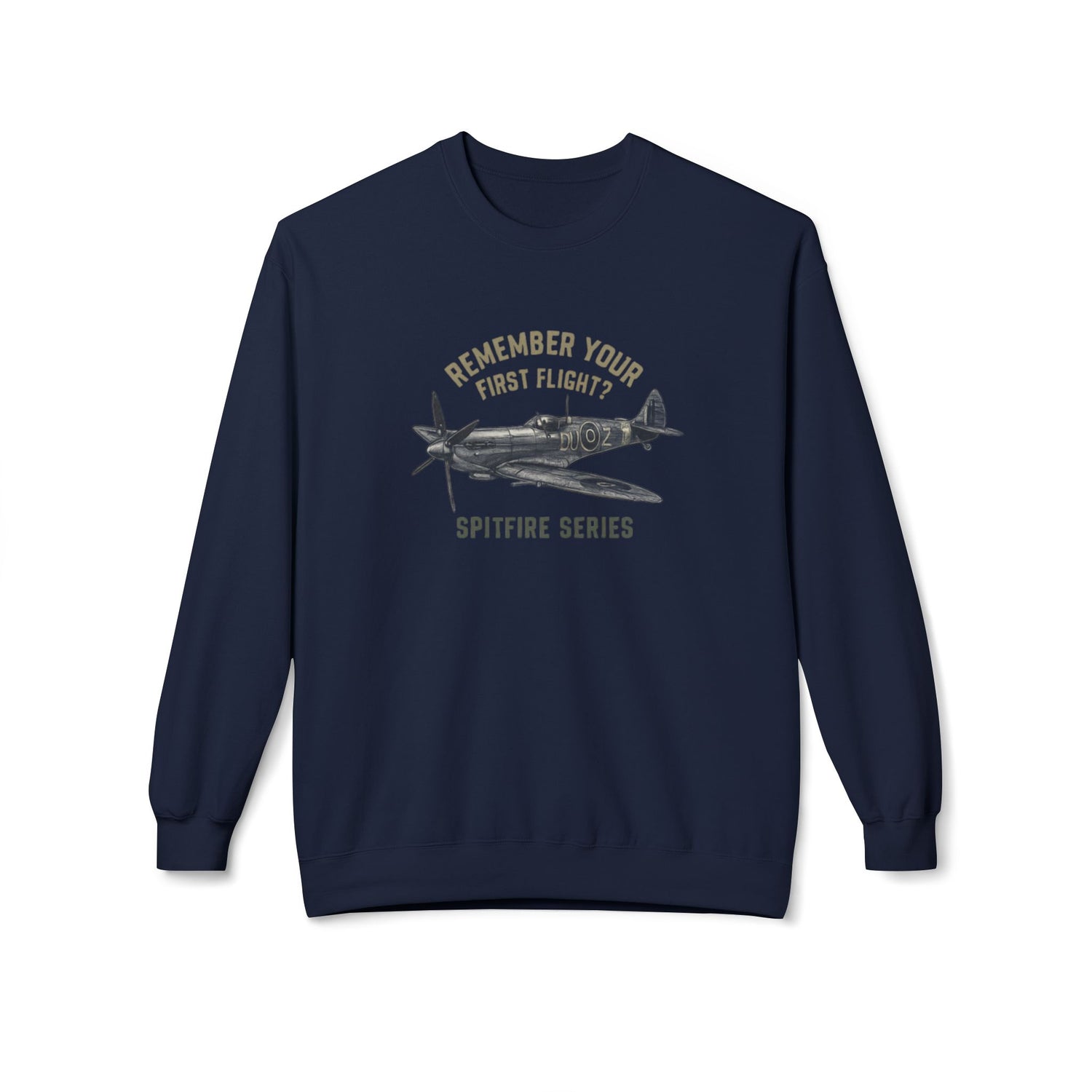 Spitfire Series Sweatshirt – "Remember Your First Flight" Vintage Plane Crewneck US