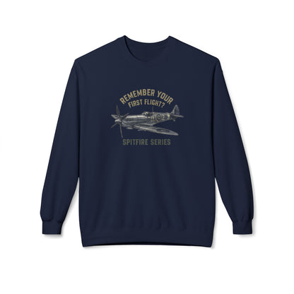 Spitfire Series Sweatshirt – "Remember Your First Flight" Vintage Plane Crewneck US