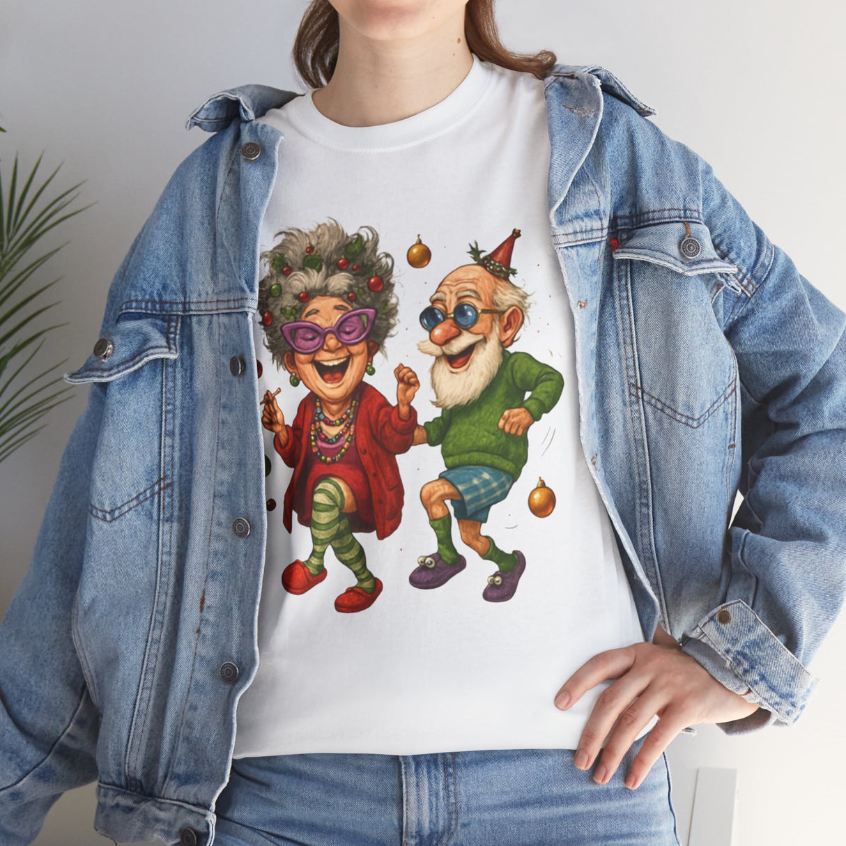 Light-hearted illustration on the Dancing Seniors Illustration T‑Shirt, perfect for sparking joy.