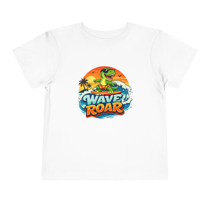 Wave Roar Toddler Tee Dino Surf Beach Graphic Shirt