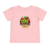 Toddler Tee — "Roaring Into Trouble" Dinosaur Graphic Shirt