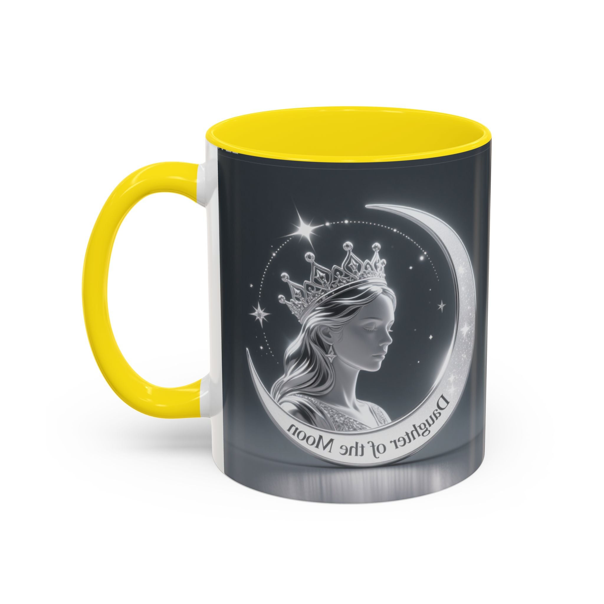 Daughter of the Moon Accent Coffee Mug — Celestial Crowned Woman 11/15oz US