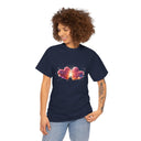 Woman enjoying a morning at home wearing the Cosmic Heart T-Shirt, reflecting on memories.