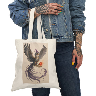 Natural Tote Bag with Enchanting Phoenix Design, Eco-Friendly Bag, Gift for Nature Lovers, Summer, Travel, Shopping, Festivals