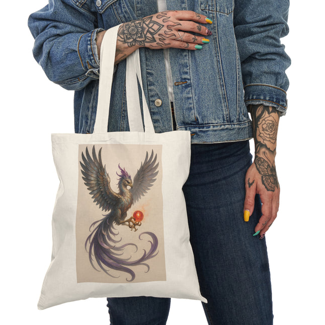 Natural Tote Bag with Enchanting Phoenix Design, Eco-Friendly Bag, Gift for Nature Lovers, Summer, Travel, Shopping, Festivals