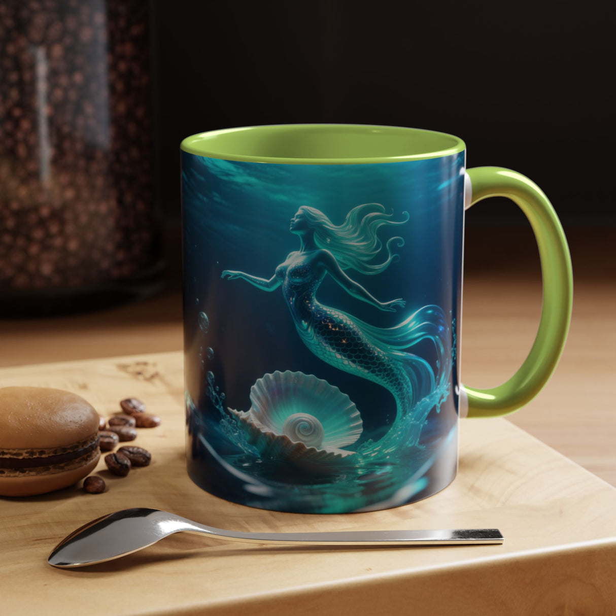 Mermaid Shell Accent Coffee Mug – Ocean Fantasy 11/15oz US