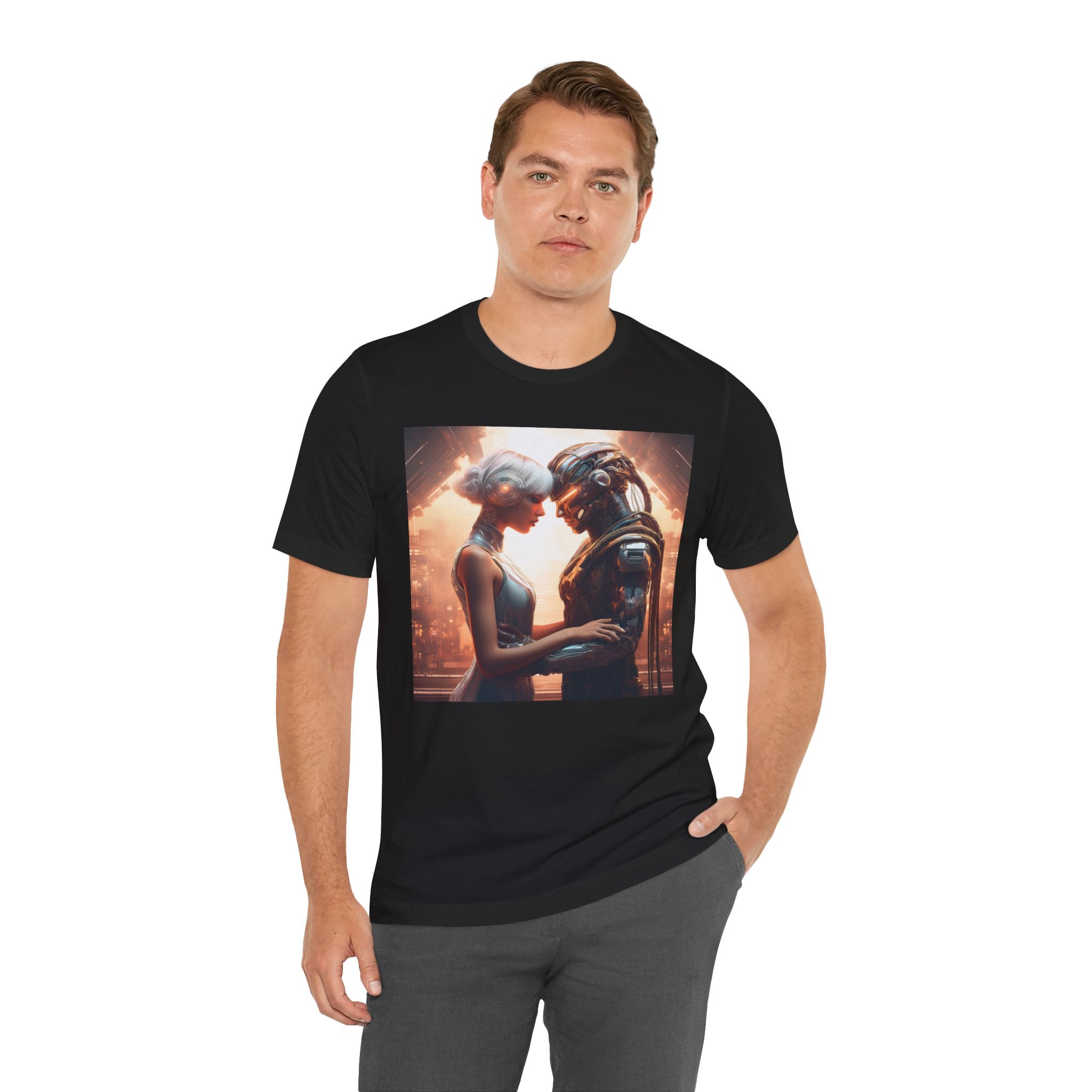 Futuristic Love Tee | Sci-Fi Enthusiast Shirt, Unisex Graphic Tee, Gift for Him, Casual Wear, Geeky Apparel