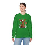 Cozy winter-style Christmas Moose Crewneck Sweatshirt with a playful Christmas theme.