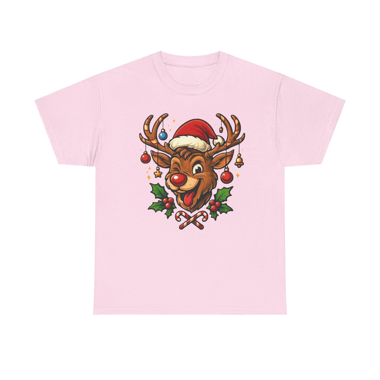 Back view of the Christmas Reindeer Tee, highlighting the shirt's comfortable fit and festive design.