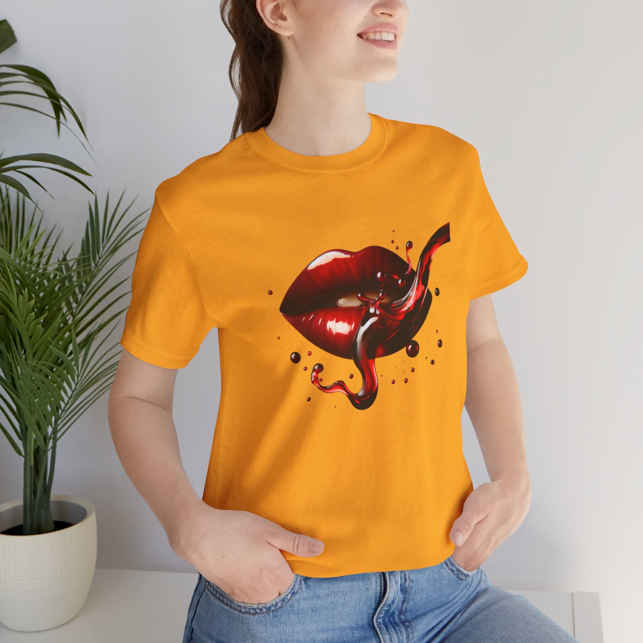 Red Lip Design Unisex Jersey Tee | Casual Wear, Trendy Shirt, Gift for Her, Summer Style, Statement Top