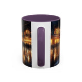 Elegant Nighttime Cityscape Coffee Mug with artistic details, an attractive choice for coffee lovers.