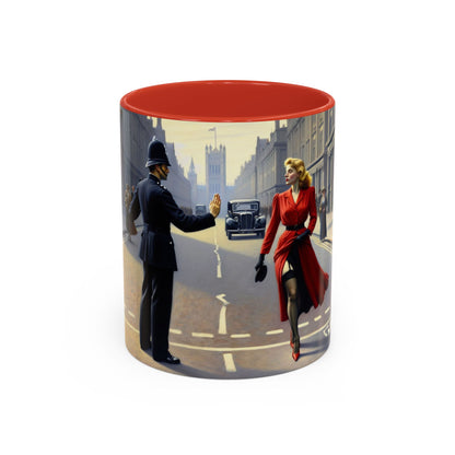 Vintage Glamour Accent Coffee Mug in hand, demonstrating its comfortable C-shaped handle.
