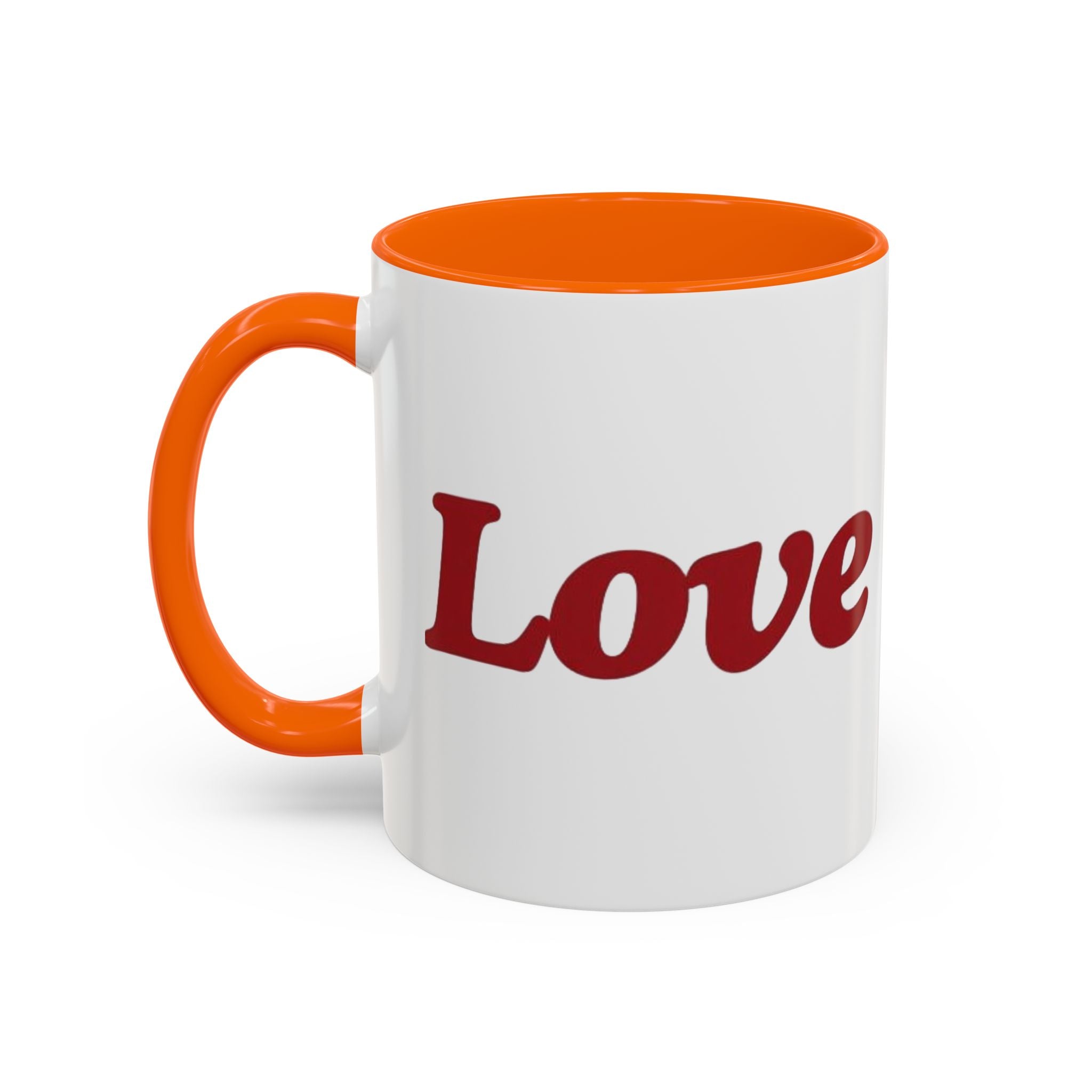 Love Accent Coffee Mug — Red Script Love Design (11oz)