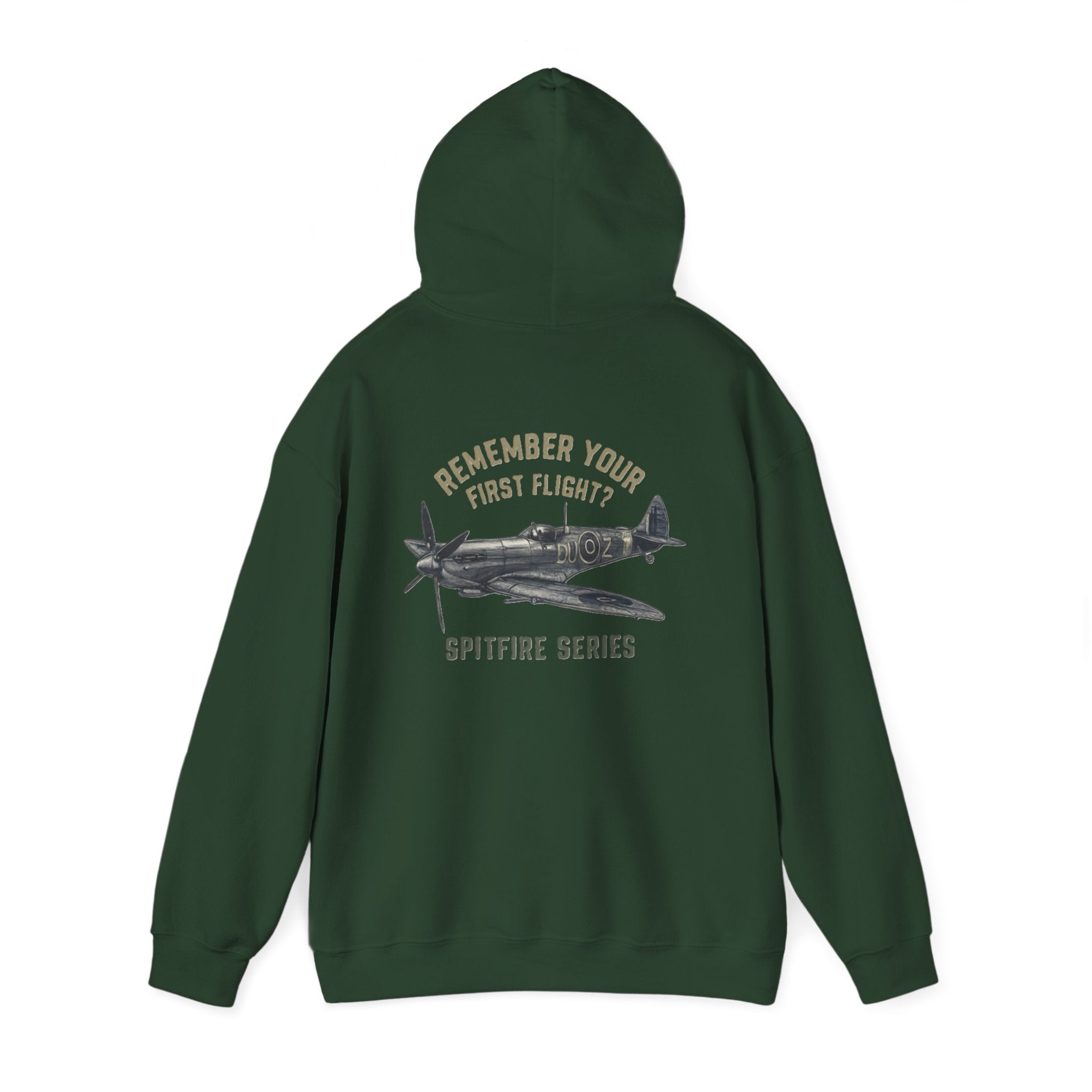 Spitfire Series Hoodie with aviation maps and memorabilia, complementing its theme of flying memories.