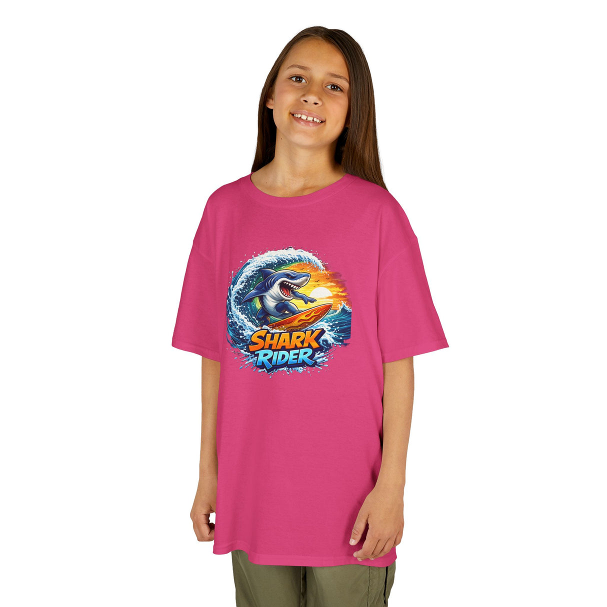 "Shark Rider" Surfing Shark Graphic —  Kids Tee