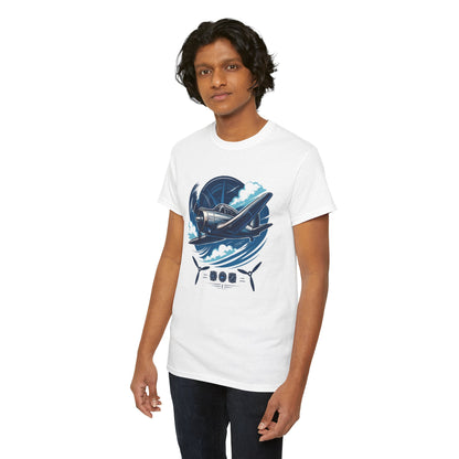 Happy customer wearing the Vintage Airplane Graphic Tee during a casual outing.