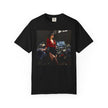 Vintage Glamour T-Shirt showcased at a trendy café, highlighting its fashionable and casual aesthetic.