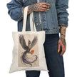 Natural Tote Bag with Enchanting Phoenix Design, Eco-Friendly Bag, Gift for Nature Lovers, Summer, Travel, Shopping, Festivals