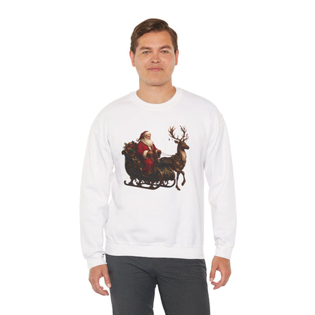 Cozy Vintage Santa Sleigh Crewneck Sweatshirt perfect for winter festivities and holiday decorating.