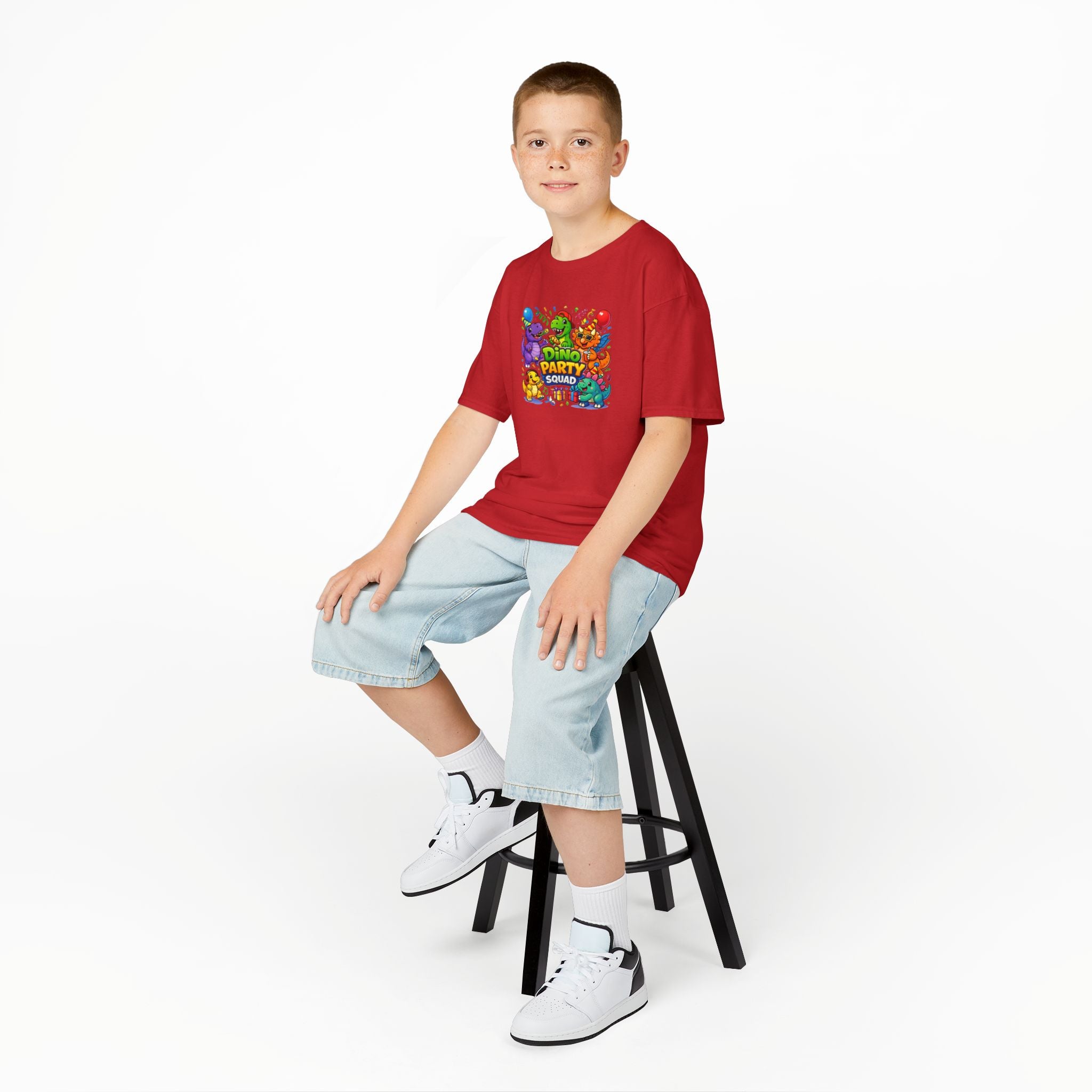 "Dino Party Squad" Colorful Birthday Dino Tee Kids  —  T-Shirt