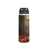 Artistic view of the Autumn Voyage Stainless Steel Water Bottle highlighting its matte finish and vibrant colors.