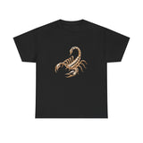 Casual setting with a person wearing the Scorpion Graphic Tee — Desert Scorpion Illustration T-Shirt while sipping coffee.