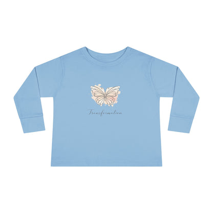 Transformation Pastel Butterfly Graphic Kids Shirt  —Toddler Long Sleeve Tee