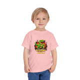 Toddler Tee — "Roaring Into Trouble" Dinosaur Graphic Shirt