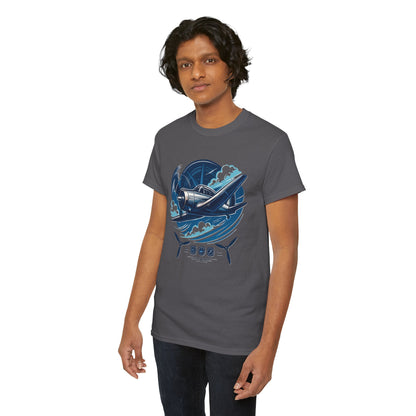Casual outdoor scene with friends, showcasing the Vintage Airplane Graphic Tee&