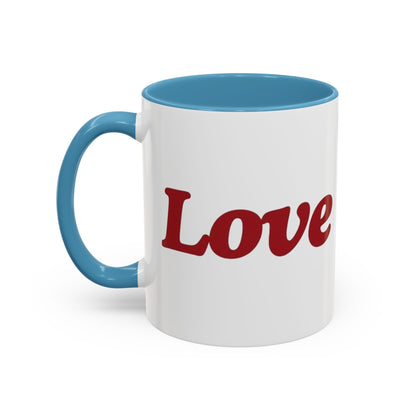 Love Accent Coffee Mug — Red Script Love Design (11oz)
