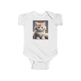 Cute Cat Infant Bodysuit - Adorable Jersey Onesie for Baby, showcasing soft cotton fabric ideal for comfort and style during playtime.