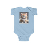 Cute Cat Infant Bodysuit - Adorable Jersey Onesie for Baby, perfect gift for new parents and baby showers with its charming cat theme.