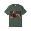 Diverse sizes of the Retro Glamour T-Shirt displayed on hangers, emphasizing inclusivity.