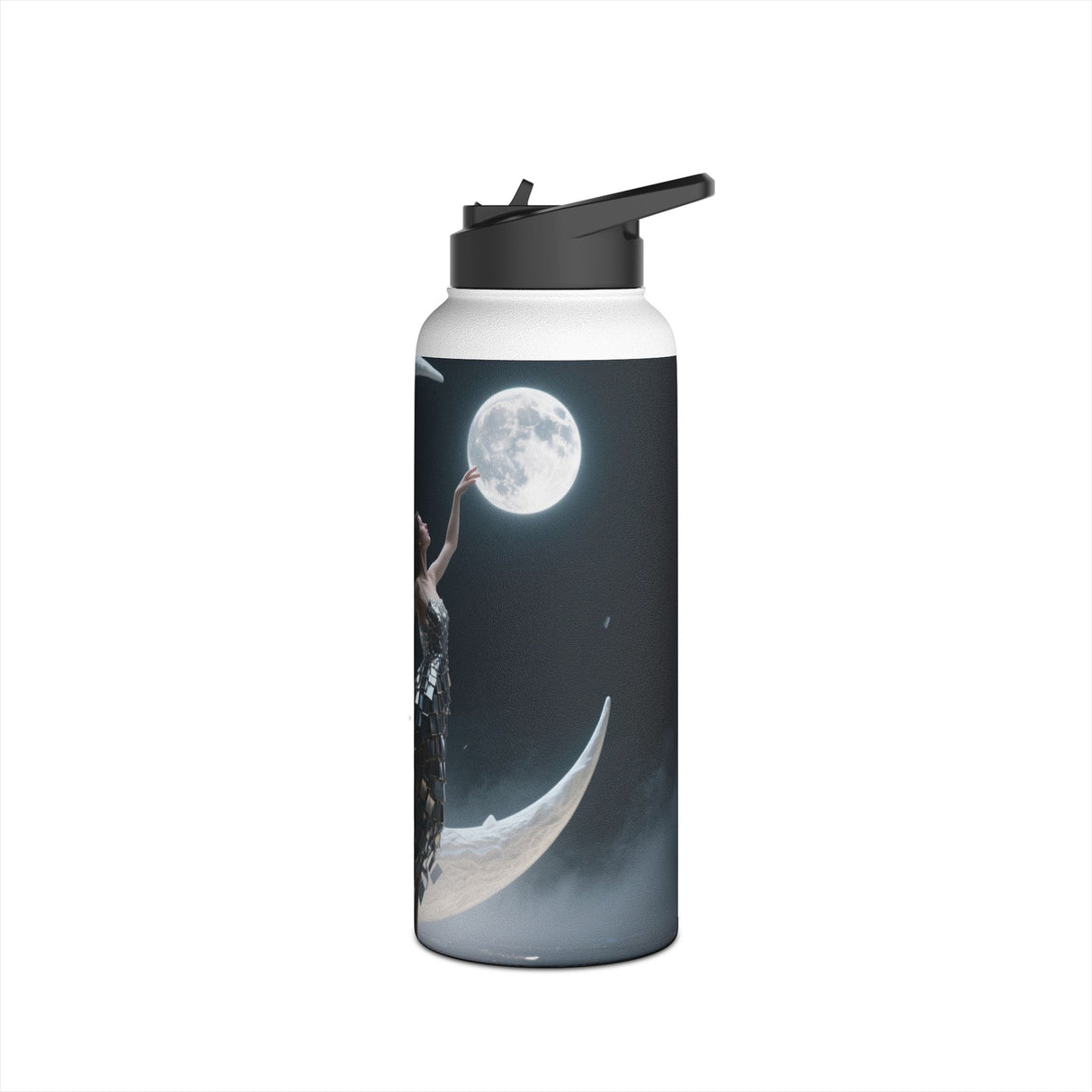 Group of outdoor enthusiasts with the Sunset Cove Stainless Steel Water Bottle featuring a serene tropical sunset design.