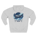 Close-up of Aviator Three-Panel Hoodie showcasing the detailed aviation-inspired graphic design.