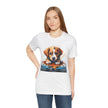 Adorable Puppy Art Tee For Her, Cute Dog Lover's T-Shirt, Casual Gift for Animal Lovers, Gift for Her, Pet-Themed Apparel, Fun Birthday Gift