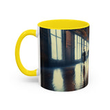 Elegant Urban Nightlife Coffee Mug set on a picnic blanket, bringing liveliness to outdoor gatherings.