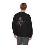 Crewneck Sweatshirt — Medieval Knight & Eagle Graphic folded neatly, showcasing its durable fabric.