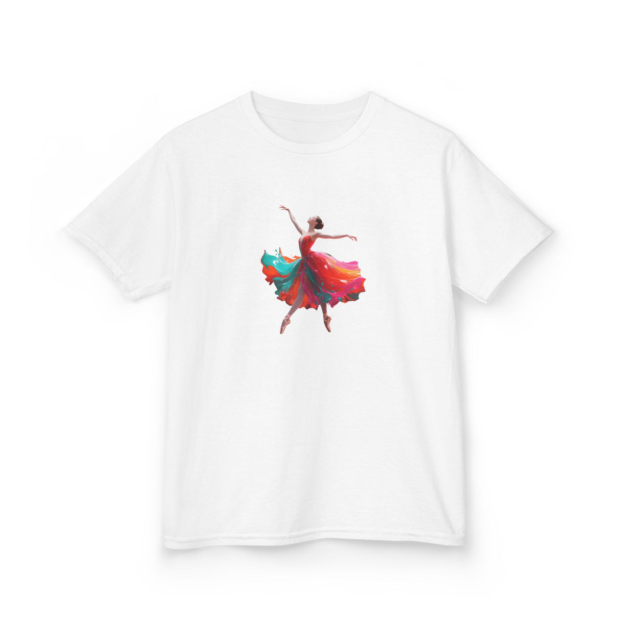 Kids Dance T-Shirt — Colorful Ballerina Graphic Tee featuring an artful dancer ideal for recital day.
