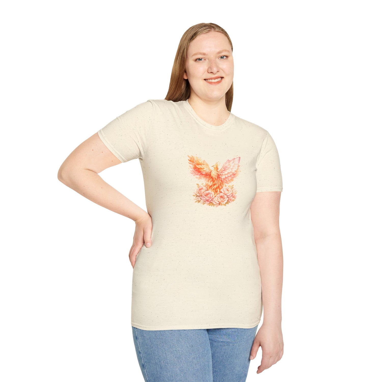 Phoenix Floral Graphic T Shirt Watercolor Rising Bird Tee