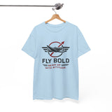 Fly Bold Graphic Tee displayed on a hanger, ready for everyday adventure.