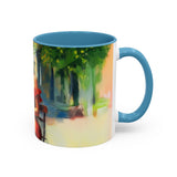 Artistic Red Dress Accent Coffee Mug - 11oz showing off its artistic features in a close-up shot
