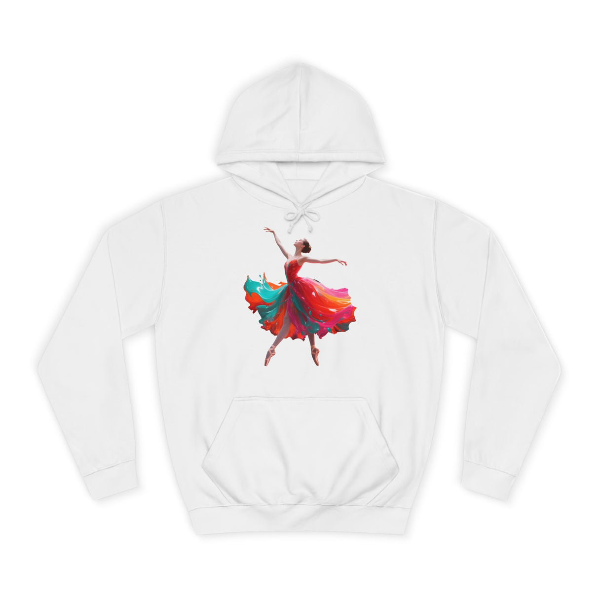 Ballet Dancer Art Hoodie draped on a chair, emphasizing its artistic design and soft fabric.