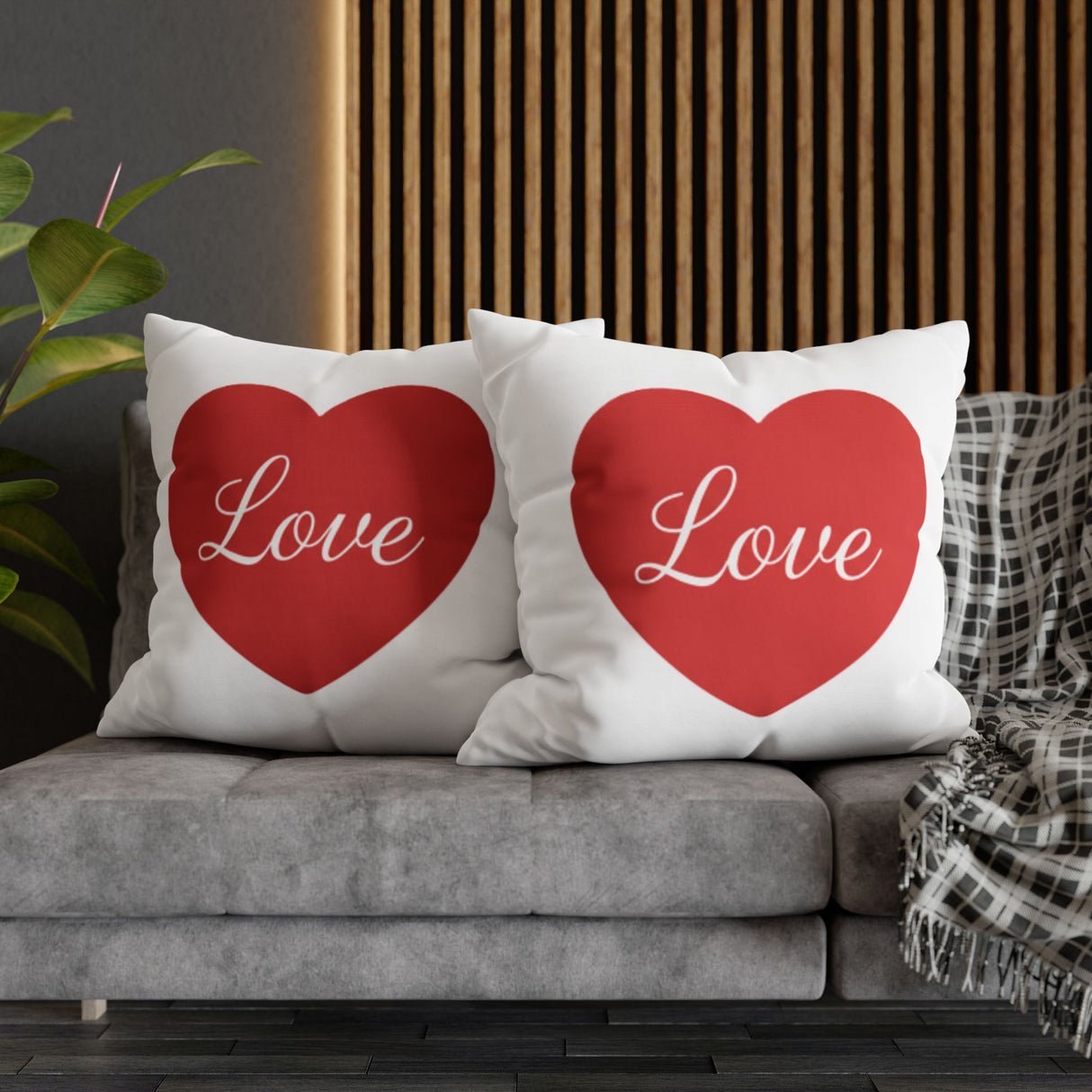 Love Heart Pillowcase — Square Decorative Throw Pillow Cover