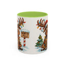 Side view of the Christmas Reindeer Coffee Mug showcasing its fun holiday design and easy-to-hold handle.
