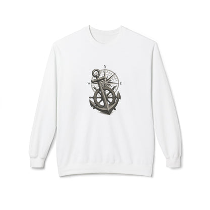 Nautical Anchor &amp; Compass Crewneck Sweatshirt Maritime Emblem US